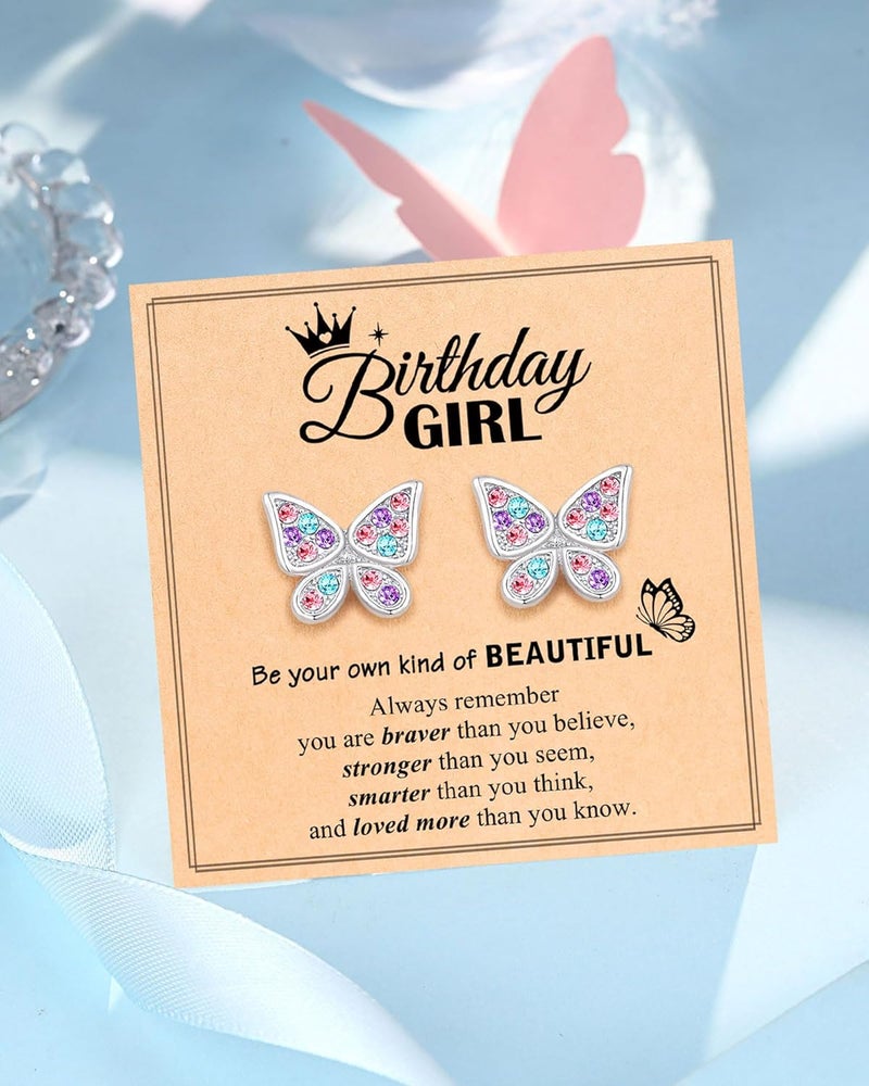 UPROMI Hypoallergenic Butterfly Earrings for Daughter/Granddaughter/Niece, Valentines Christmas Birthday Gifts for Girls - Image 5